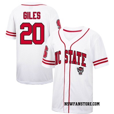 Women's DeAngelo Giles NC State Wolfpack Replica Colosseum /Red Free  Spirited Baseball Jersey - White